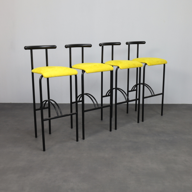 Set of 4 Postmodern Barstools, Italy, 1980s