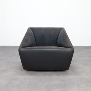 Postmodern Leather Armchair on Wheels by Cor