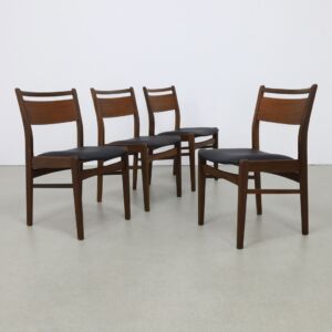 4x Vintage Dining Chair in Teak, 1960s NEW Upholstery
