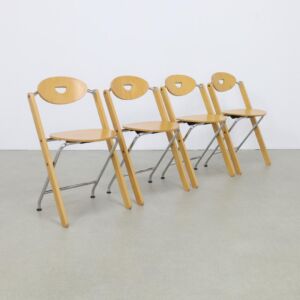 4x Postmodern Folding Chair, Ruud-Jan Kokke for Kembo, 1980s