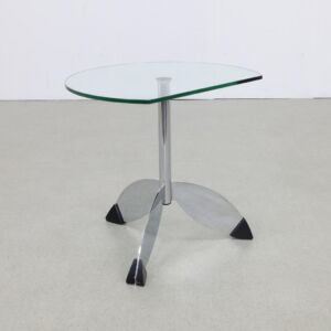 Postmodern Side Table in Metal & Glass, 1980s