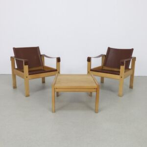 Vintage Safari Easy Chair set/3, leather Escriba Brazil