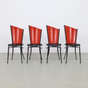 Set of 4 Postmodern Dining Chairs, Memphis Style, 1980s