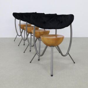 4x Postmodern Dining Chair by Rob Eckhardt, 1980s NEW upholstery