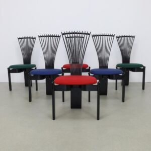 6x Postmodern Dining Chair “Totem” by Torstein Nilsen for Westnofa, 1980s