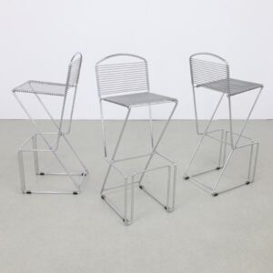 3x Postmodern Bar Stool in Chrome, 1980s
