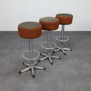 3x Bar Stool in Chrome, 1970s