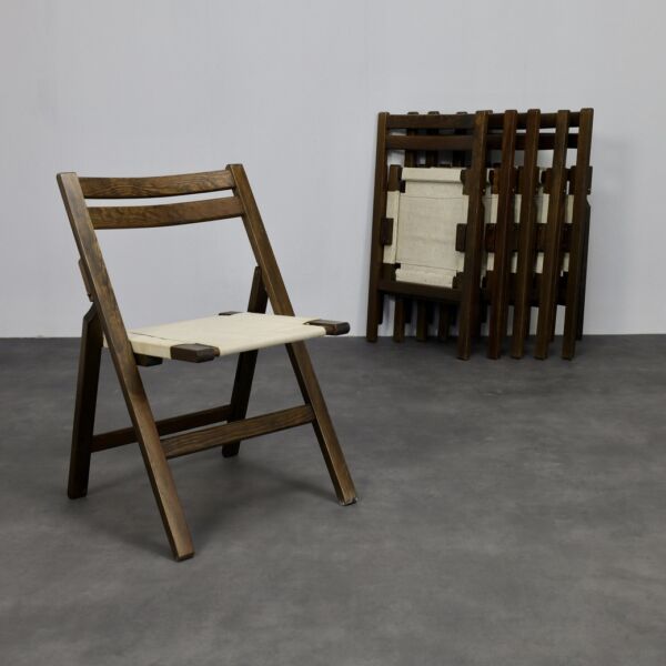 Folding Chairs in Wood and Canvas 1970s