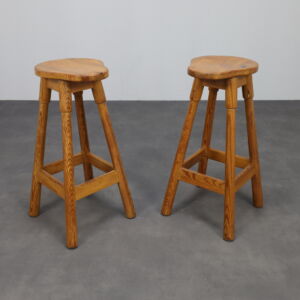 Pair of Barstools in Pinewood, 1970s