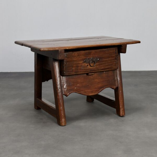 Antique Wooden Side Table with Drawer 18th Century