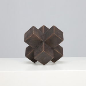Handmade Geometric Wooden Sculpture in Cross Form, 1970s – Brutalist Constructivist Abstraction