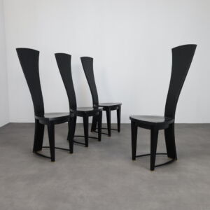 Rare Set of Four Highback Dining Chairs, Italy, 1990s
