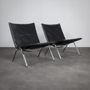 Rare First Edition Pair of PK22 Chairs by Poul Kjaerholm for E. Kold Christensen, Denmark, 1958