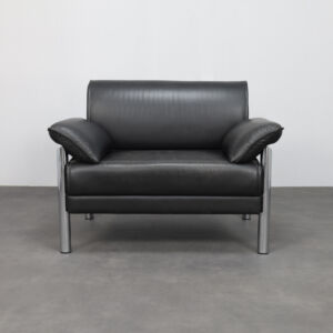 Postmodern Italian Lounge Chair in Leather and Chrome, 1980s