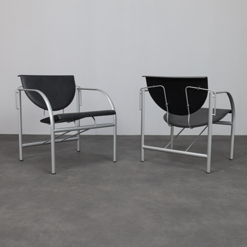 Pair of Kokatu Leather Lounge Chairs by M.A. Cigan for Akaba, Spain, 1980s