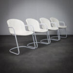 set of 4 Leather Dining Chairs by Gastone Rinaldi for Thema Italy, 1970s