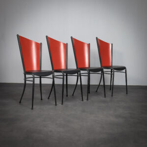 Set of 4 Postmodern Dining Chairs, Italy, 1980s