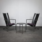 Pair of Postmodern Armchairs with Side Table (1980s)