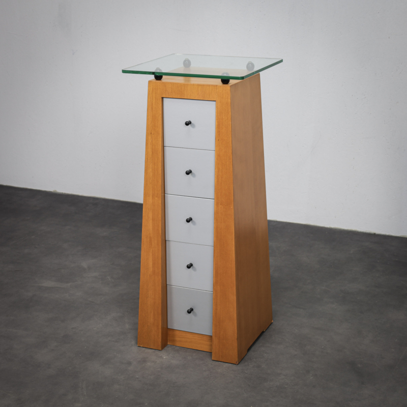 Postmodern Italian Chest of Drawers with Glass Top (1980s)