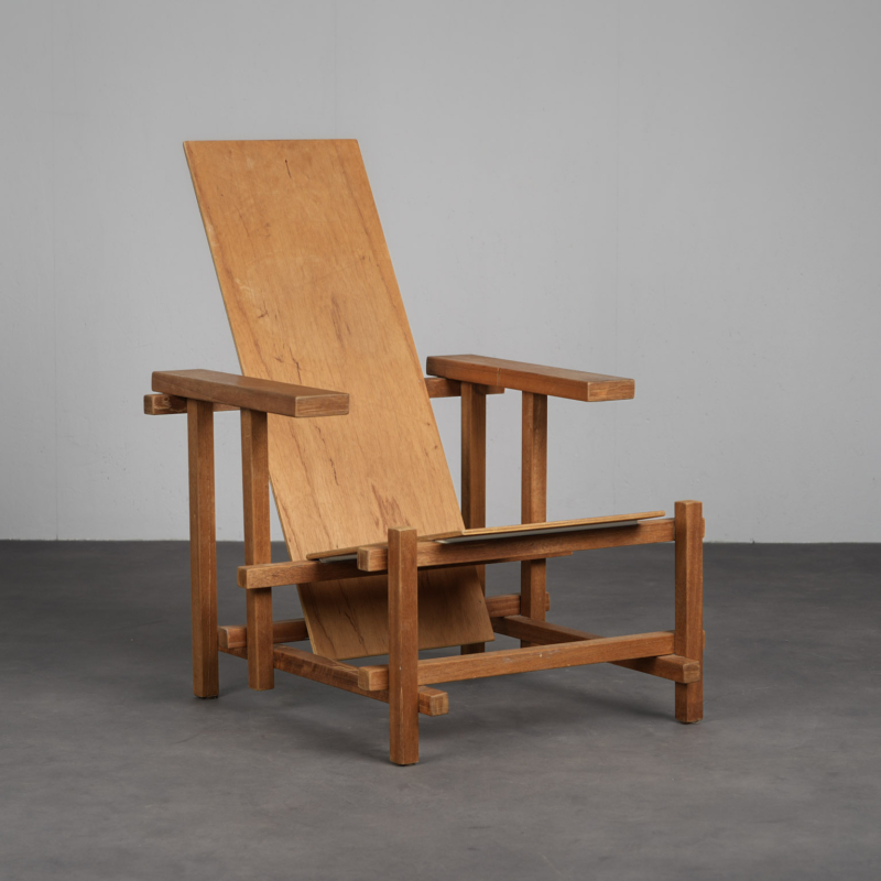 Modernist Lounge Chair in the Style of Gerrit Rietveld, Netherlands, 1980s