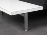 upholstered backrest 2-Seater Sofa with Side Tables by George Nelson for Herman Miller, USA, 1960s – detail of white side table and metal leg