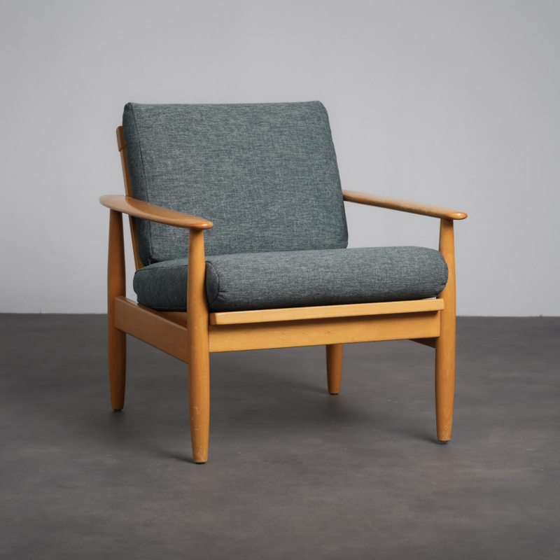 Scandinavian modern lounge chair from Denmark, 1970s, three-quarter front view