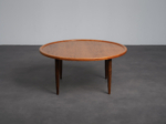 Scandinavian modern round teak coffee table from Denmark, 1960s, front view