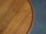 Scandinavian modern round teak coffee table from Denmark, 1960s, tabletop grain detail