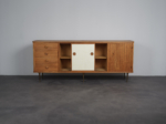 Sideboard by William Watting for Fristho, Netherlands, 1950s, front view with sliding door open