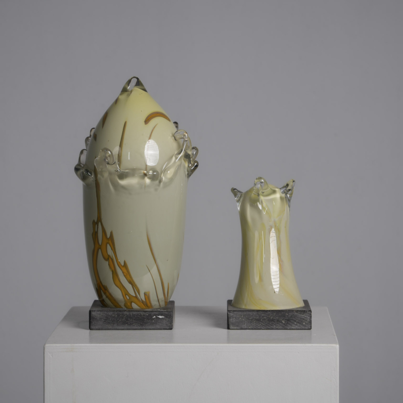 Organic Sculptural Art Glass Duo, Netherlands, 1990s