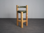 Architectural Wood and Leather Bar Stool, 1990s