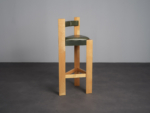 Architectural Wood and Leather Bar Stool, 1990s
