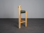 Architectural Wood and Leather Bar Stool, 1990s
