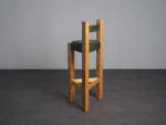 Architectural Wood and Leather Bar Stool, 1990s
