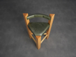 Architectural Wood and Leather Bar Stool, 1990s