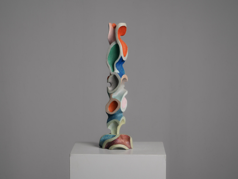 Abstract Polychrome Wood Sculpture, Attributed to Ivan Stoyanov, Bulgaria, 1981