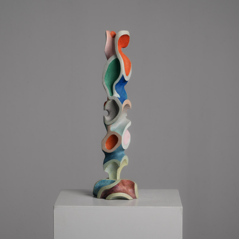 Abstract Polychrome Wood Sculpture, Attributed to Ivan Stoyanov, Bulgaria, 1981