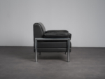 Leather and Chrome Lounge Chair, Italy, 1990s