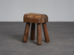 Robust Primitive Solid Wood Stool, Europe, 1970s