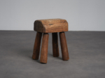 Robust Primitive Solid Wood Stool, Europe, 1970s