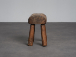 Robust Primitive Solid Wood Stool, Europe, 1970s
