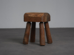 Robust Primitive Solid Wood Stool, Europe, 1970s