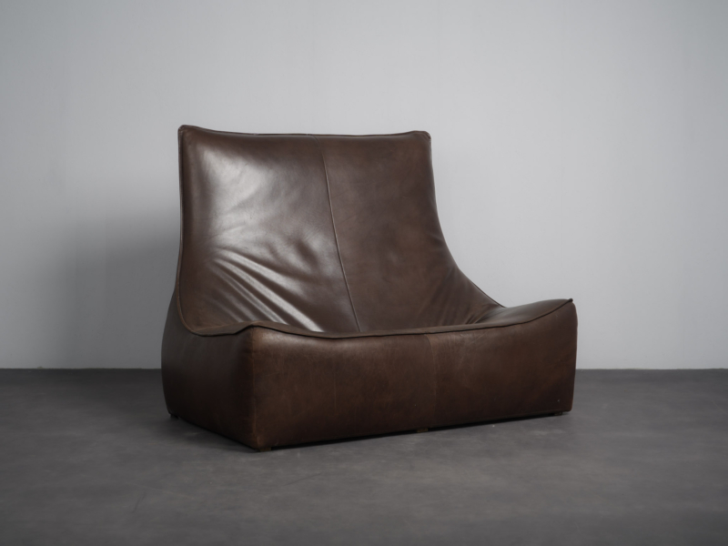 “The Rock” Leather 2-Seater Sofa by Gerard van den Berg for Montis, Netherlands, 1970s