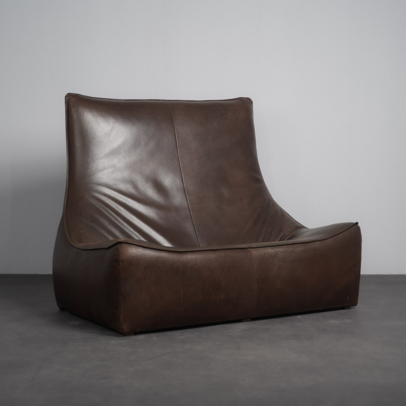 “The Rock” Leather 2-Seater Sofa by Gerard van den Berg for Montis, Netherlands, 1970s